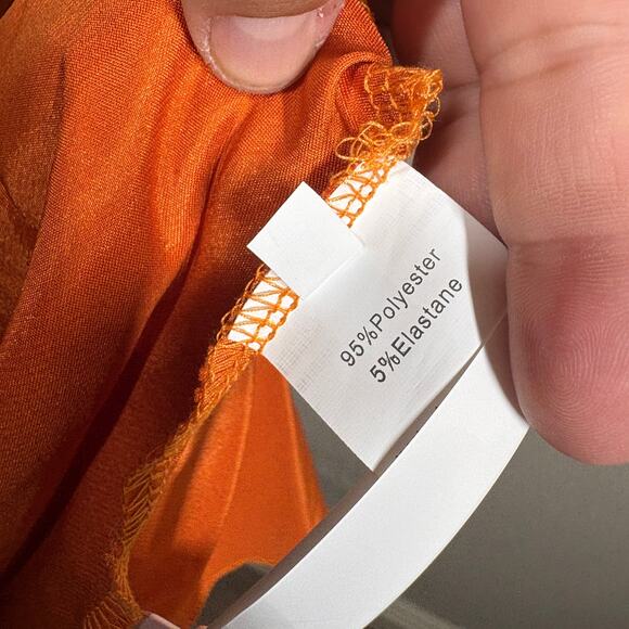 Sunfere Size Large Novia Halter Neck Pleated Maxi Dress Burnt Orange Sleeveless - Picture 6 of 9